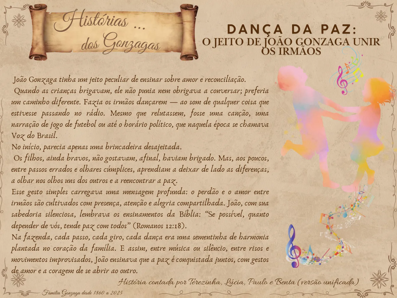 Página sobre a dança e a reconciliação