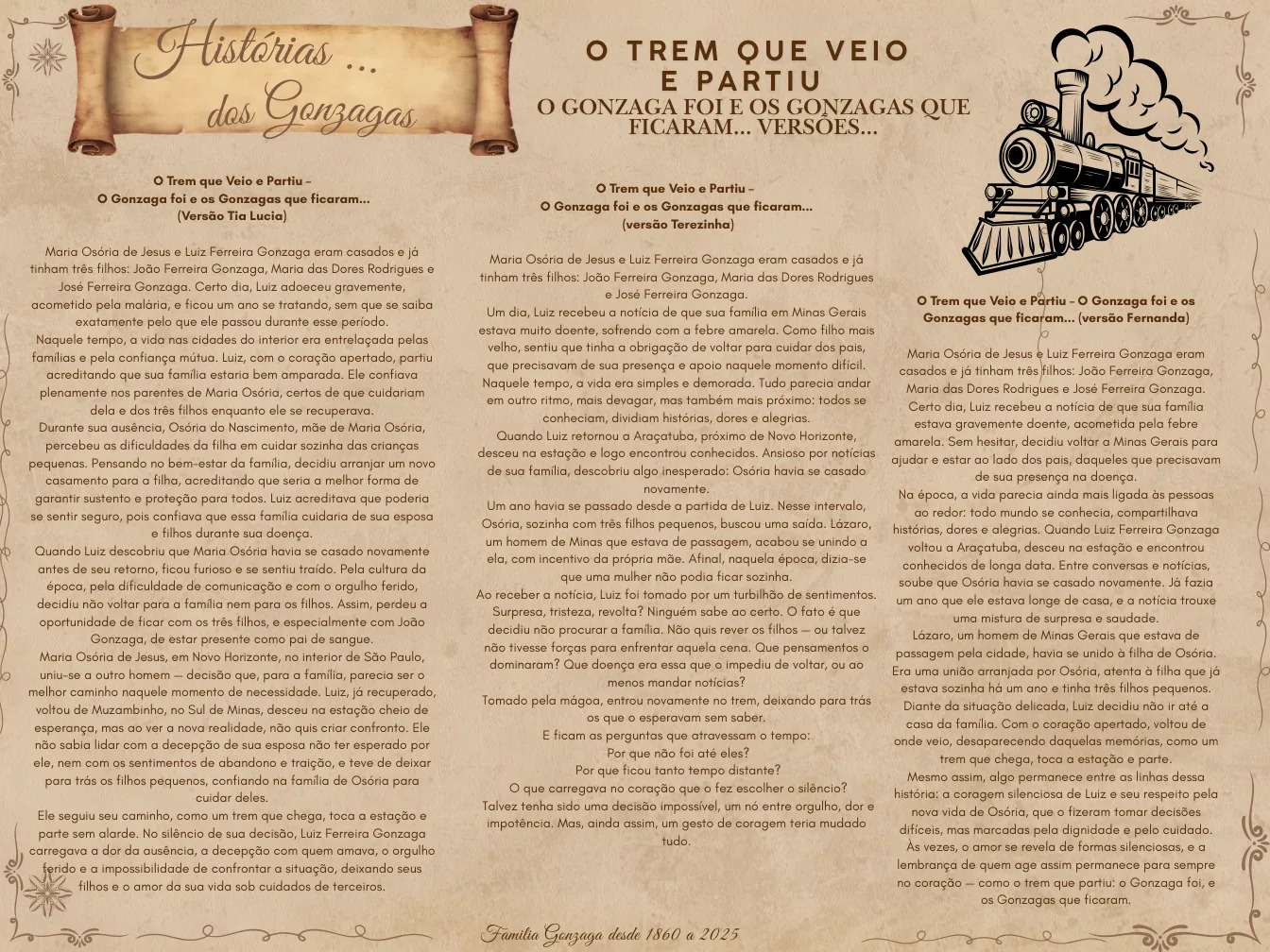 Página sobre a história do trem
